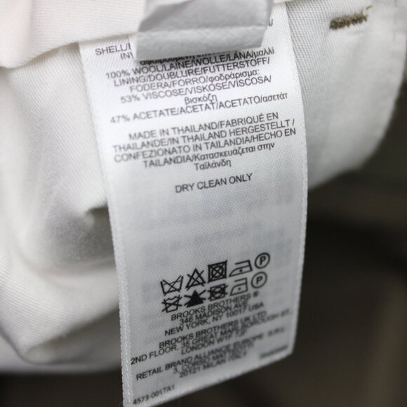 Brooks Brothers 1818 Dress Pants Mens 36x32 Beige Madison 100% Wool Flat Front - Picture 11 of 12